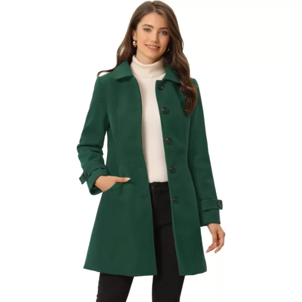 Allegra K Women's Winter Outerwear Overcoat Peter Pan Collar Mid-thigh A-line Single Breasted Pea Coat