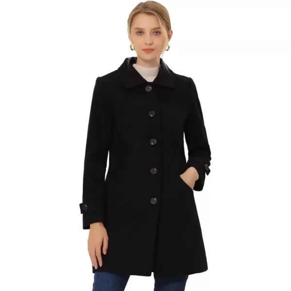 Allegra K Women's Winter Outerwear Overcoat Peter Pan Collar Mid-thigh A-line Single Breasted Pea Coat