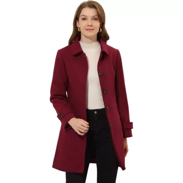 Allegra K Women's Winter Outerwear Overcoat Peter Pan Collar Mid-thigh A-line Single Breasted Pea Coat