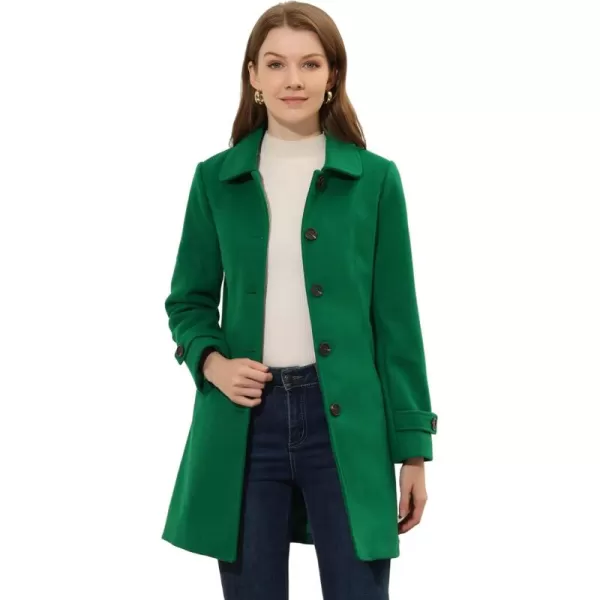 Allegra K Women's Winter Outerwear Overcoat Peter Pan Collar Mid-thigh A-line Single Breasted Pea Coat