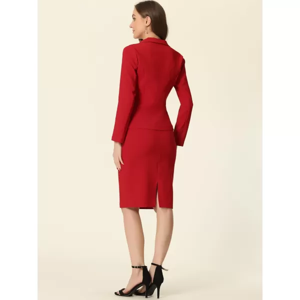 Allegra K Women's 2 Piece Suit Skirt Set Business Casual Long Sleeve Blazer and Pencil Skirt