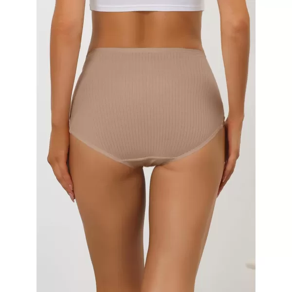 Allegra K Women's Hi-Cut Ribbed High Waist Tummy Control Underwear, Available in Plus Size