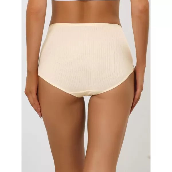 Allegra K Women's Hi-Cut Ribbed High Waist Tummy Control Underwear, Available in Plus Size