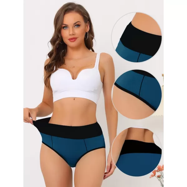 Allegra K Women's High Waist Tummy Control Color-Block Brief, Available in Plus Size