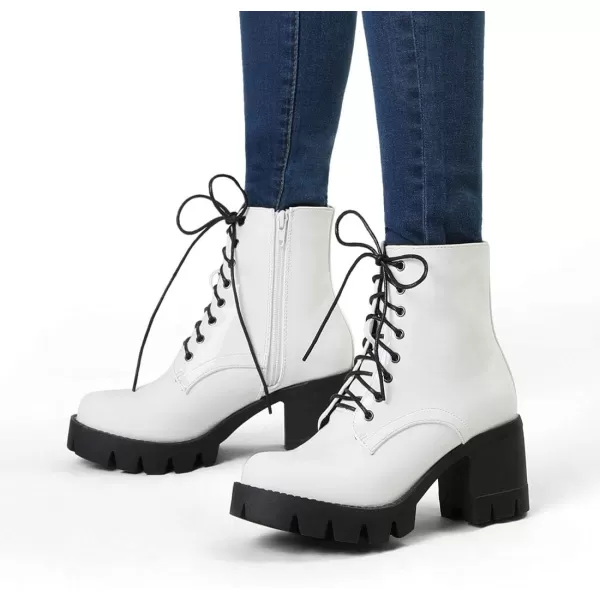 Allegra K Women's Platform Chunky Heel Combat Boots