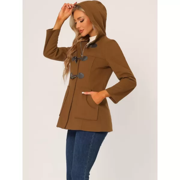 Allegra K Women's Toggle Duffle Jacket Outwear Casual Winter Hooded Peacoat