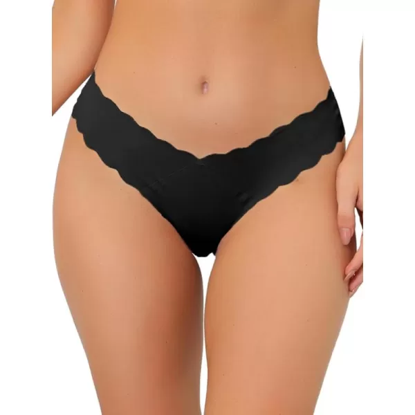 Allegra K Women's No-Show Hipster Unlined Cheeky Underwear V-Shape Waist Stretch Bikini