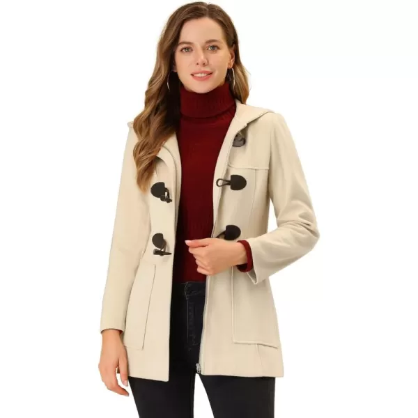 Allegra K Women's Toggle Duffle Jacket Outwear Casual Winter Hooded Peacoat