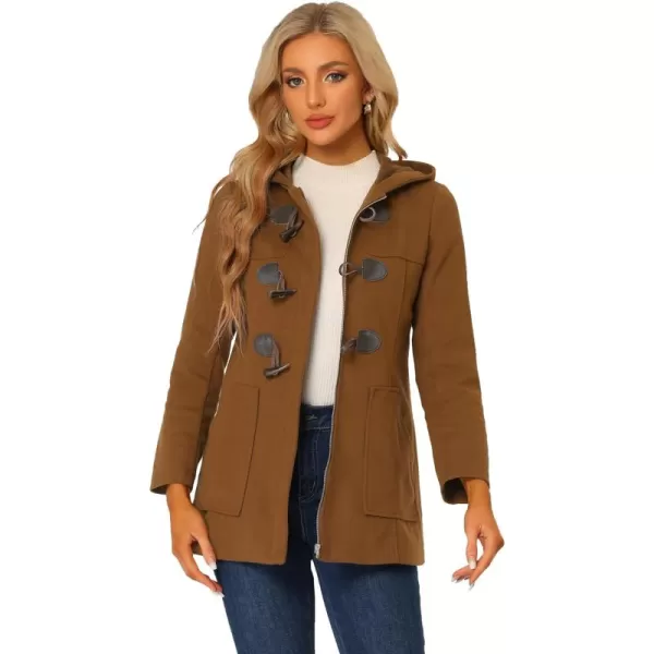 Allegra K Women's Toggle Duffle Jacket Outwear Casual Winter Hooded Peacoat