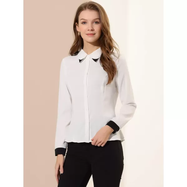 Allegra K Office Shirt for Women's Point Collared Button Up Tops