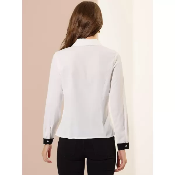 Allegra K Office Shirt for Women's Point Collared Button Up Tops