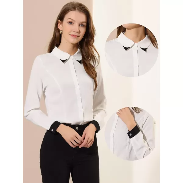 Allegra K Office Shirt for Women's Point Collared Button Up Tops