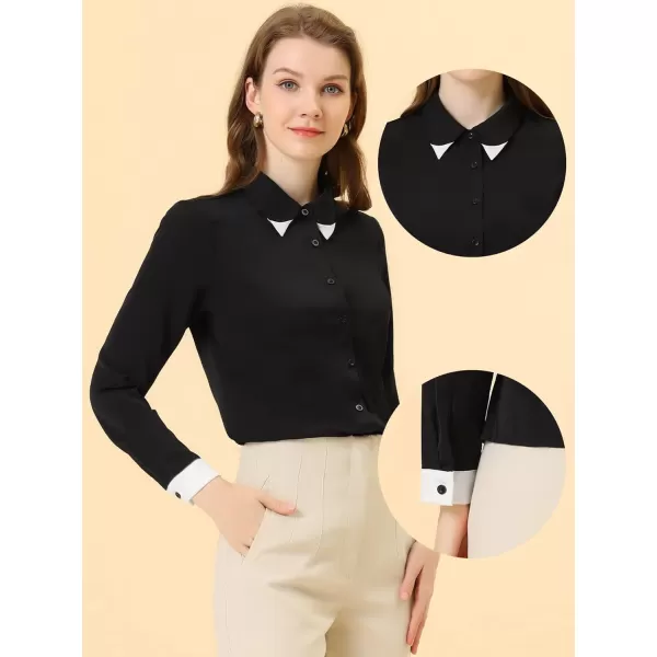 Allegra K Office Shirt for Women's Point Collared Button Up Tops