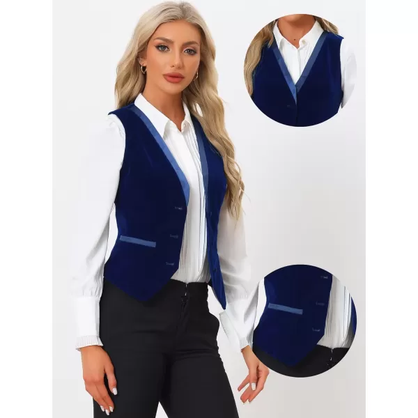 Allegra K Velvet Suit Waistcoat for Women's Retro Sleeveless Steampunk Blazer Dressy Vest