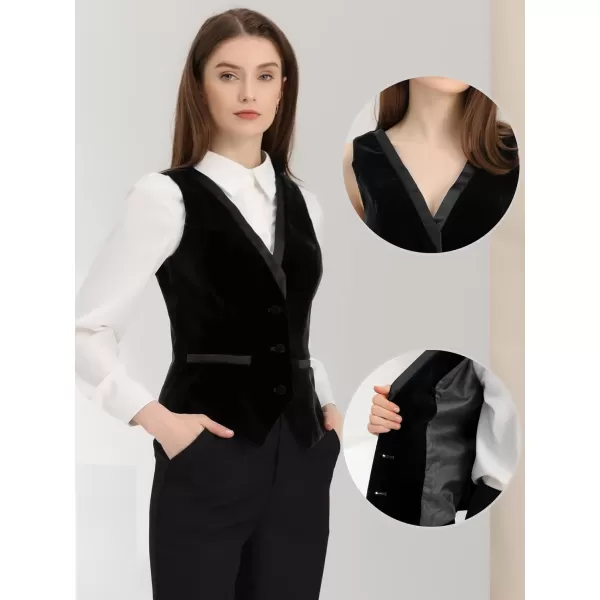 Allegra K Velvet Suit Waistcoat for Women's Retro Sleeveless Steampunk Blazer Dressy Vest