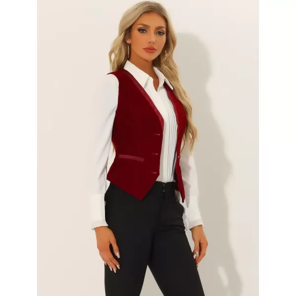 Allegra K Velvet Suit Waistcoat for Women's Retro Sleeveless Steampunk Blazer Dressy Vest