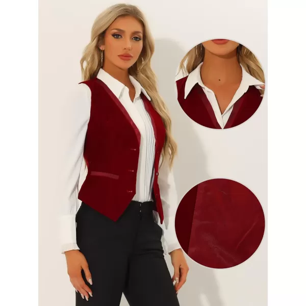 Allegra K Velvet Suit Waistcoat for Women's Retro Sleeveless Steampunk Blazer Dressy Vest