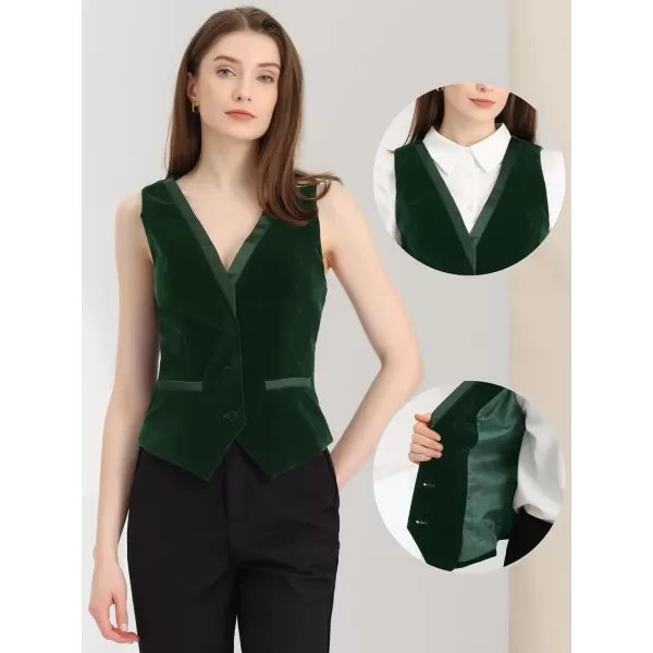 Allegra K Velvet Suit Waistcoat for Women's Retro Sleeveless Steampunk Blazer Dressy Vest