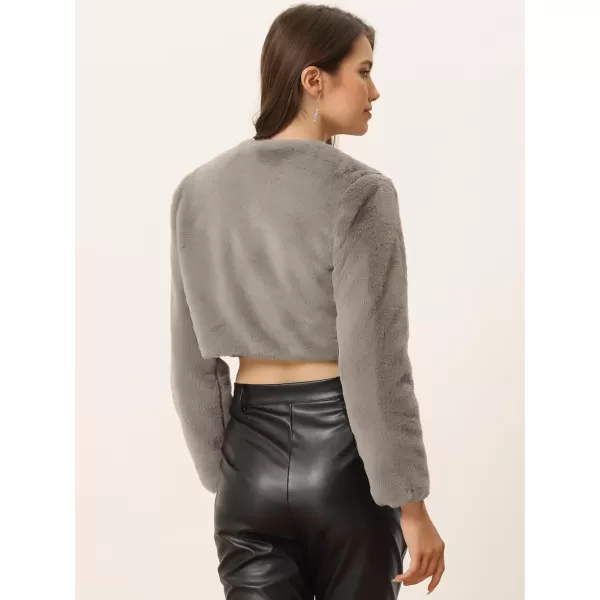 Allegra K Women's Christmas Cropped Jacket Evening Open Front Bolero Faux Fur Shrug