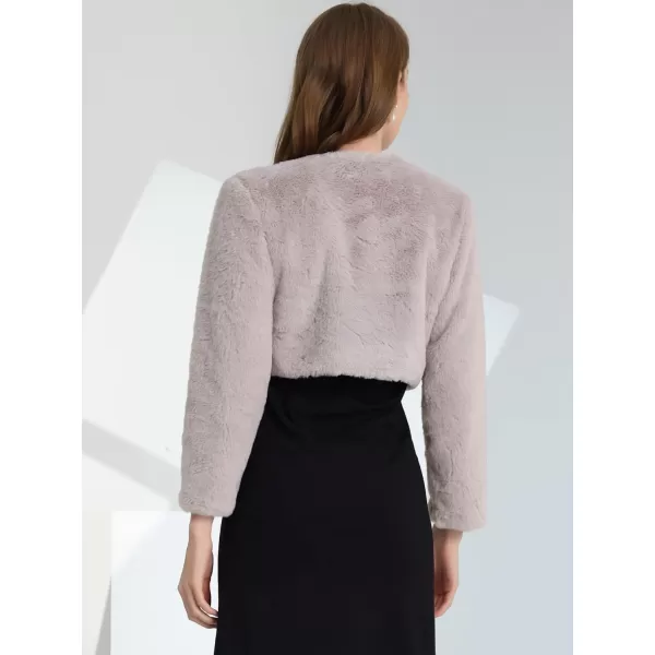 Allegra K Women's Christmas Cropped Jacket Evening Open Front Bolero Faux Fur Shrug