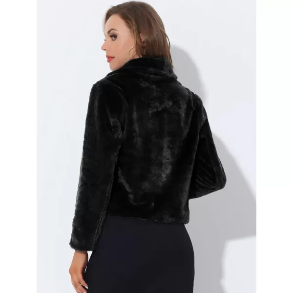 Allegra K Women's Cropped Faux Fur Jacket Lapel Cardigan Shrug 2023 Winter Fluffy Faux Fur Coat