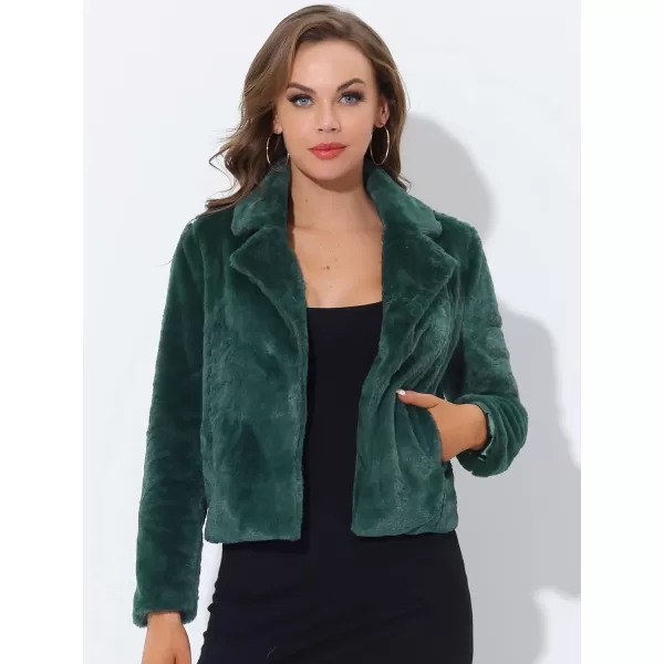 Allegra K Women's Cropped Faux Fur Jacket Lapel Cardigan Shrug 2023 Winter Fluffy Faux Fur Coat
