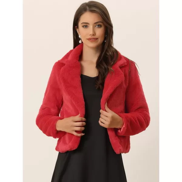 Allegra K Women's Cropped Faux Fur Jacket Lapel Cardigan Shrug 2023 Winter Fluffy Faux Fur Coat