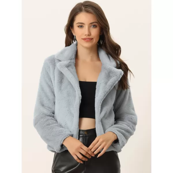 Allegra K Women's Cropped Faux Fur Jacket Lapel Cardigan Shrug 2023 Winter Fluffy Faux Fur Coat