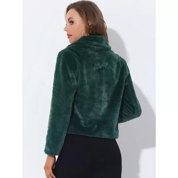 Allegra K Women's Cropped Faux Fur Jacket Lapel Cardigan Shrug 2023 Winter Fluffy Faux Fur Coat