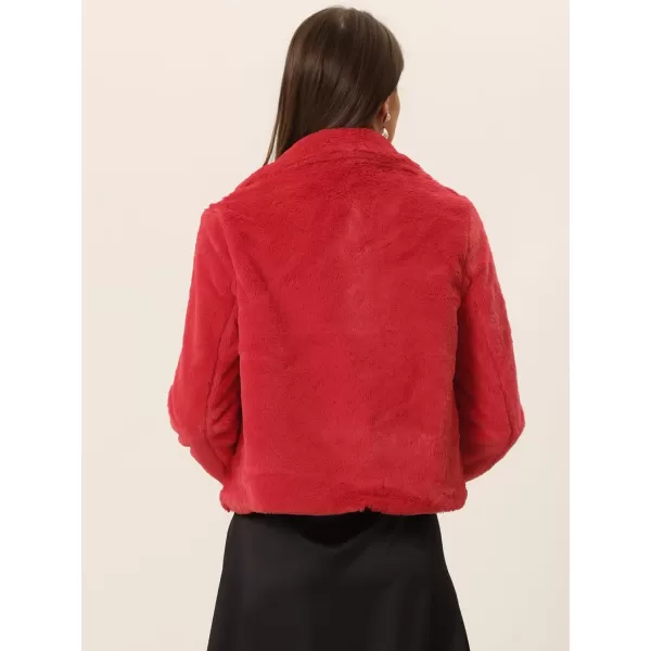Allegra K Women's Cropped Faux Fur Jacket Lapel Cardigan Shrug 2023 Winter Fluffy Faux Fur Coat