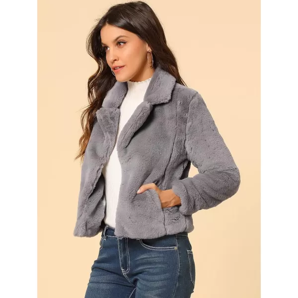 Allegra K Women's Cropped Faux Fur Jacket Lapel Cardigan Shrug 2023 Winter Fluffy Faux Fur Coat