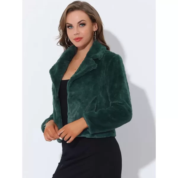 Allegra K Women's Cropped Faux Fur Jacket Lapel Cardigan Shrug 2023 Winter Fluffy Faux Fur Coat