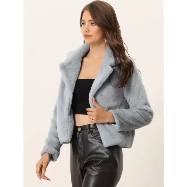 Allegra K Women's Cropped Faux Fur Jacket Lapel Cardigan Shrug 2023 Winter Fluffy Faux Fur Coat