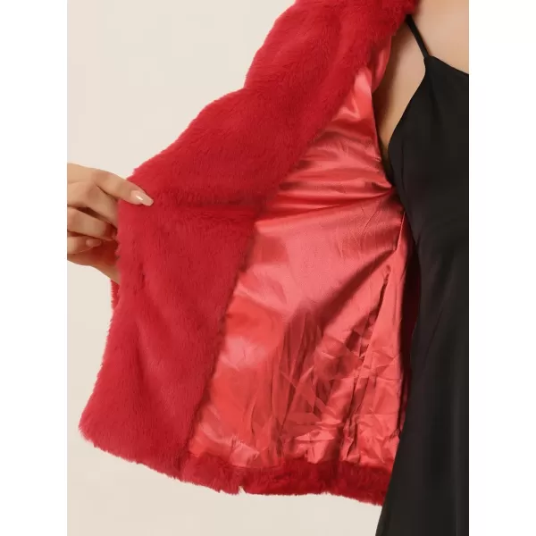 Allegra K Women's Cropped Faux Fur Jacket Lapel Cardigan Shrug 2023 Winter Fluffy Faux Fur Coat