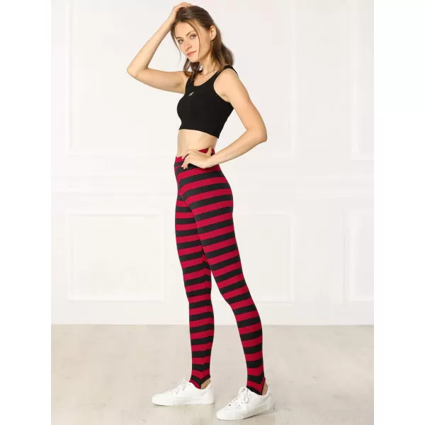 Allegra K Women's Leggings Printed High Waist Elastic Waistband Party Yoga Christmas Stirrup Pants