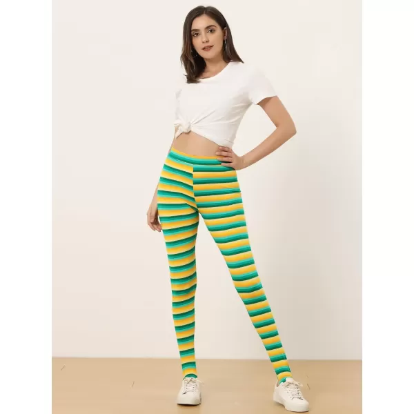 Allegra K Women's Leggings Printed High Waist Elastic Waistband Party Yoga Christmas Stirrup Pants