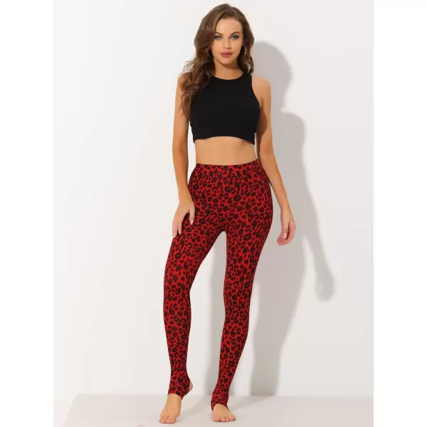 Allegra K Women's Leggings Printed High Waist Elastic Waistband Party Yoga Christmas Stirrup Pants