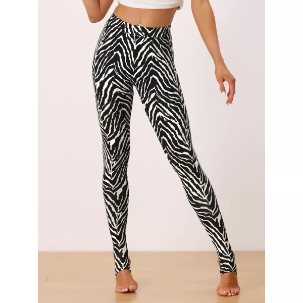 Allegra K Women's Leggings Printed High Waist Elastic Waistband Party Yoga Christmas Stirrup Pants