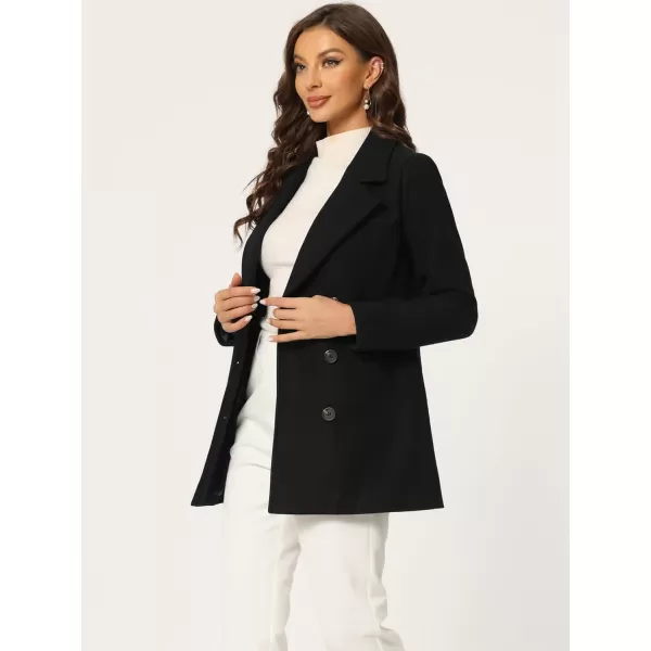 Allegra K Women's Long Sleeves Double Breasted Button Winter Outerwear Pea Coat