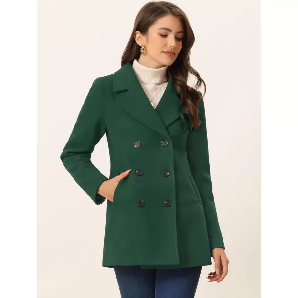 Allegra K Women's Long Sleeves Double Breasted Button Winter Outerwear Pea Coat