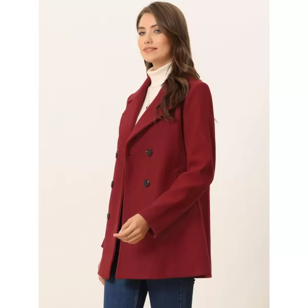 Allegra K Women's Long Sleeves Double Breasted Button Winter Outerwear Pea Coat