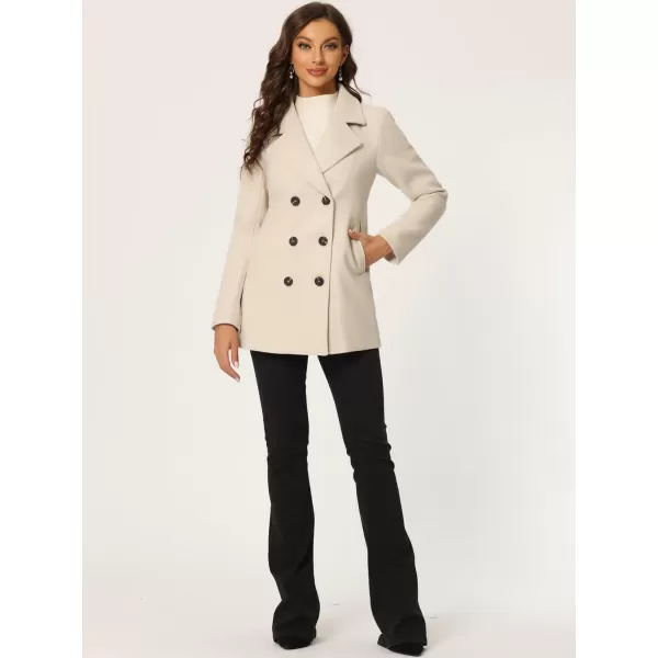 Allegra K Women's Long Sleeves Double Breasted Button Winter Outerwear Pea Coat