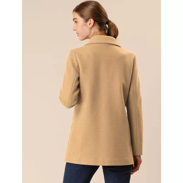 Allegra K Women's Long Sleeves Double Breasted Button Winter Outerwear Pea Coat