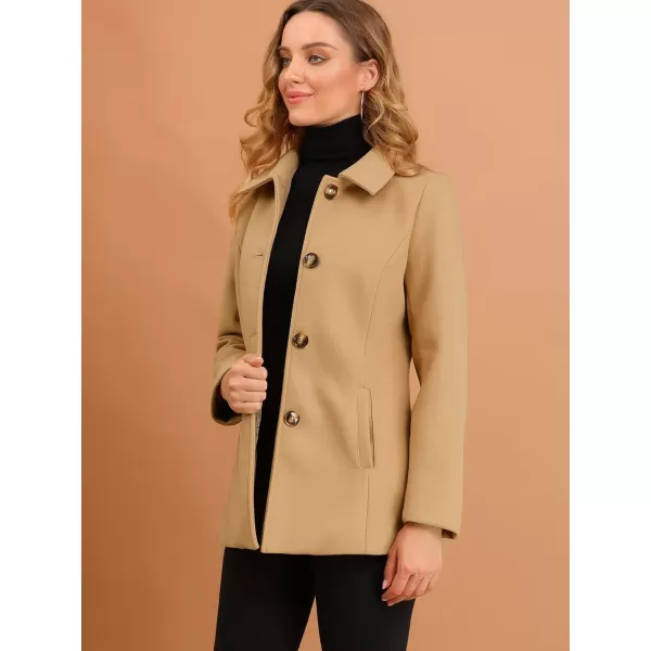 Allegra K Women's Work Office Winter Overcoat Single Breasted Point Collar Pea Coat