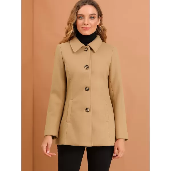 Allegra K Women's Work Office Winter Overcoat Single Breasted Point Collar Pea Coat