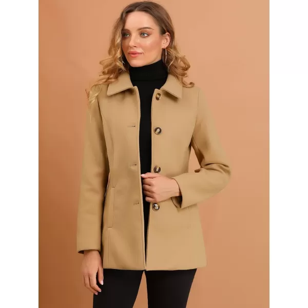 Allegra K Women's Work Office Winter Overcoat Single Breasted Point Collar Pea Coat