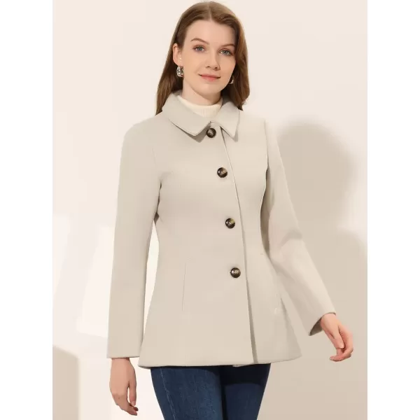 Allegra K Women's Work Office Winter Overcoat Single Breasted Point Collar Pea Coat