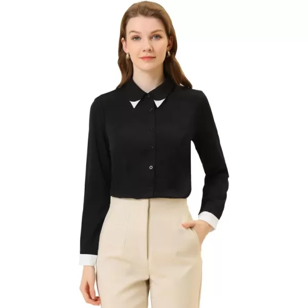 Allegra K Office Shirt for Women's Point Collared Button Up Tops