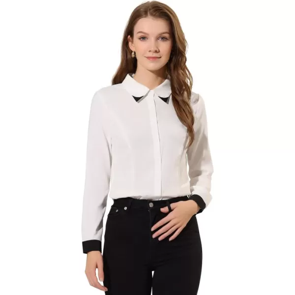 Allegra K Office Shirt for Women's Point Collared Button Up Tops