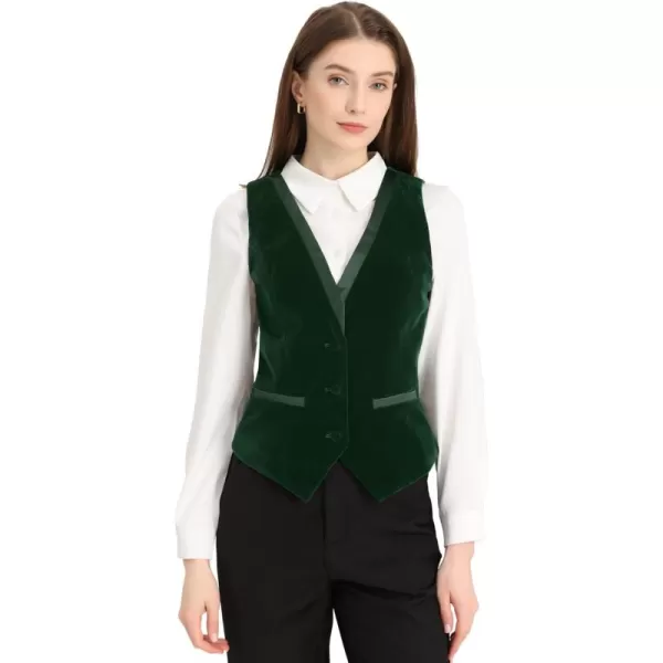 Allegra K Velvet Suit Waistcoat for Women's Retro Sleeveless Steampunk Blazer Dressy Vest